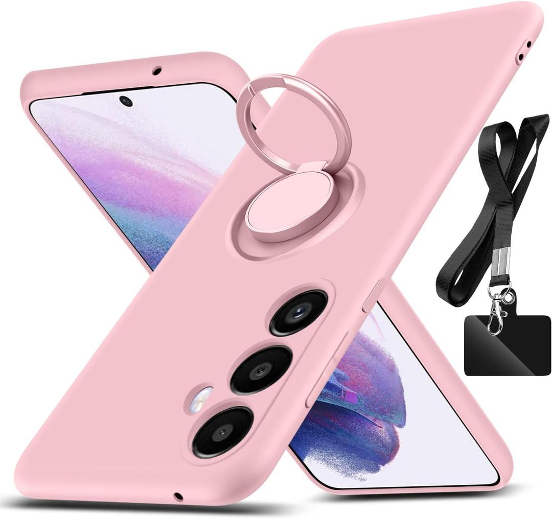 for Galaxy A54 5G Case, with 360Rotatable Ring Holder Kickstand & Strap Lanyard Premium Liquid Silicone Slim Shockproof Protective Case for Galaxy A54 5G, Pink 2.162
