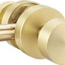 Haidms 1 Pack Brushed Gold Passage Door Knob for Hallway & Closet Non-Locking Heavy Duty Interior Door Handle, Zinc Alloy Gold Closet Door Knob Round Ball Design