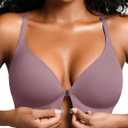 Racerback Bras with Metal Magnetic Front Closure - Wireless for Women No Underwire Seamless Supportive Bralettes (Pink, M)