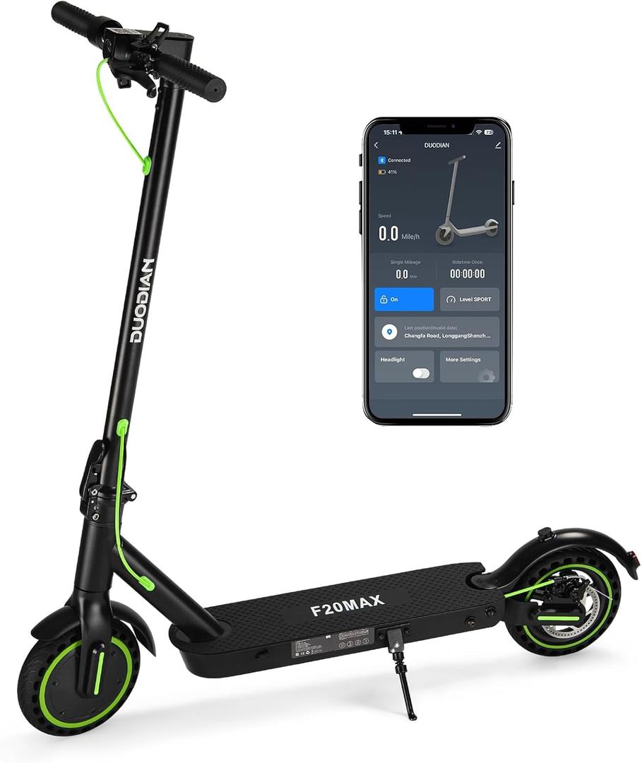 Electric Scooter for Adults, Folding E Scooter with 500W Motor 19 Mph Top Speed 18 Miles Range, 8.5" Solid Tires Folding Commuting Motorized Kick Scooter (Green - 7.8AH Battery Dual Rear Suspension)