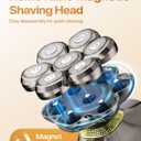 7D Head Shavers for Bald Men, Smooth Electric Razor for Head & Face, IPX7 Waterproof Wet/Dry Head Shaver, 5-in-1 Grooming Kit for Home & Travel, 120 Min, Gifts for Father's Day-Gunmetal Gold