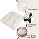 Indoor/Outdoor Tufted Seat Cushions Set of 2, 19x19x5 Inch-Cream White