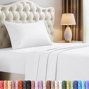 Utopia Bedding Twin Sheet Set  3 Piece Bed Sheets for Twin Size Bed, Soft and Breathable Microfiber, Includes 1 Fitted Sheet, 1 Flat Sheet and 1 Pillowcase  Oeko Tex (White)