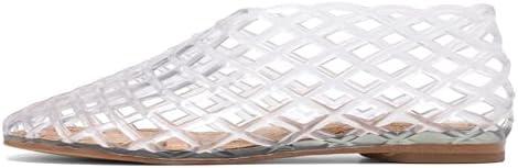Molozoey Jelly Mesh Ballet Flats - Comfortable Clear Jelly Shoes, Adult Women's Closed Toe Flats Sandals Size 8