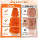 PLULON Orange Wavy Bob Wigs with Bangs Heart Sunglasses Hair Cap for Women, Colored Synthetic Hair Short Bob Loose Curly Shoulder Length Wigs for Costume Bachelorette Party Music Festival