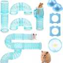 2 Hamster Tubes Kits, Hamster Tunnel Adventure External Pipe, Transparent DIY Creative Connection Cage & Accessories, Wheel for Pet Mouse Rat Small Animal (Blue)