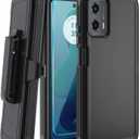 for Moto G 5G 2024/ Moto G Play 5G 2024 Case, with Belt Clip,Tempered Glass Screen Protector, Heavy Duty Shockproof Drop Protective Rugged Tough Durable Phone Cover (Black)
