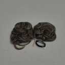 SARLA 2PCS Grey Messy Bun Hair Pieces for Women Wavy Curly Synthetic Hairpieces for Updos with Tendrils Fake Scrunchies Ponytail Extension Ash Grey