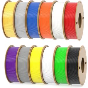 PLA+ 3D Printer Filament 1.75mm No Tangle, Net Weight 250g Spool, 12 Packs, PLA Pro Plus, 12 Assorted Multiple Colors, Total 3KG Material