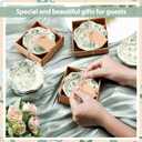 SiliFine 96 Pcs Wedding Favors for Guests Small Ceramic Bowl Bulk Gifts Set 3.3 Inch Floral Design Mini Dipping Sauce Dish with Card Box for Bridal Pooja Baby Shower Birthday (Flower,Sage Green)