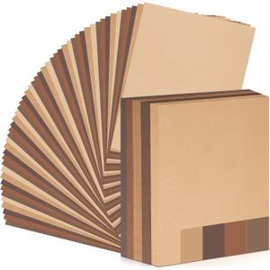 Sinmoe 200 Sheets 5 Shades Cardstock Paper 8.5 x 11 Inches 180gsm Solid Core Printer Paper for Scrapbooking DIY Arts Crafts Making Office Home Supplies (Brown Series)