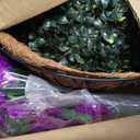Artificial Fake Hanging Flowers Plants Basket for Outdoors Spring Summer Decor, Faux Silk Bougainvillea in Planter Look Real UV Resistant Faux Flower for Outside Porch Patio Garden Home Decor, Purple