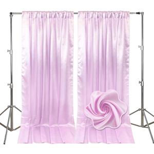 10ft x 10ft Light Purple Backdrop Curtains for Parties, Fabric Satin Background Curtain with Rod Pockets for Weddings, Birthday, Baby Shower, Photography, Graduation Party Backdrop Drapes, 2 Panels