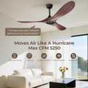 Obabala 52 Inch Ceiling Fan Without Lights, Walnut Finish | Outdoor Ceiling Fan with Remote, 6-Speed Adjustable Reversible DC Motor for Patio & Living Room