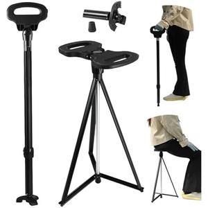 PLOGGING Walking Cane with Seat for Men & Women,Portable Cane Seat with Carry Bag,Lightweight Anti-Slip Walking Stick for Seniors & Adults,Foldable Adjustable Cane Chair for Travel Hiking