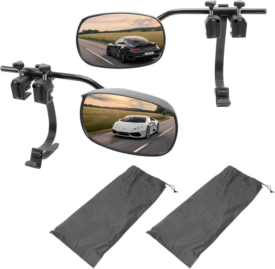 Universal Clip on Towing Mirrors Extensions for Towing, Side Mirror Extenders for Towing with RainProof, Convex Rearview Mirror, Tow Mirrors for Car Truck Trailer RV SUV, 1 Pack