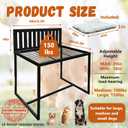 Beside Dog Bed,Adjustable Height Dog Bunk Beds,25.5‘’x18‘’Metal Dogs Bed Frame with Cushion (Large)