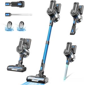 Cordless Vacuum Cleaner, Powerful Suction Vacuum with 40Kpa 500W Brushless Motor, Lightweight Stick Vacuum Cleaner Max 60 Min Runtime for Carpet and Hard Floor Pet Hair (Blue)