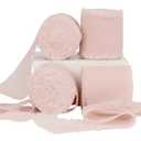 4 Rolls Silk Chiffon Ribbon - Frayed Edge, 1-1/2 Inch Wide, 21 Yards Long - Handmade Fringe for Crafts, Weddings and Home Decor - Blush Pink #11