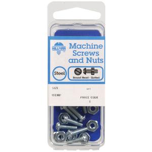Hillman No. 8-32 in. x 1/2 in. L Slotted Round Head Zinc-Plated Steel Machine Screws 10 pk