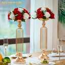 NUPTIO Flower Centerpieces for Wedding Tables: Red & White Artificial Flower Ball Arrangement for Christmas Thanksgiving Party - 2 Pcs Fake Floral Rose for Bridal Shower Decor