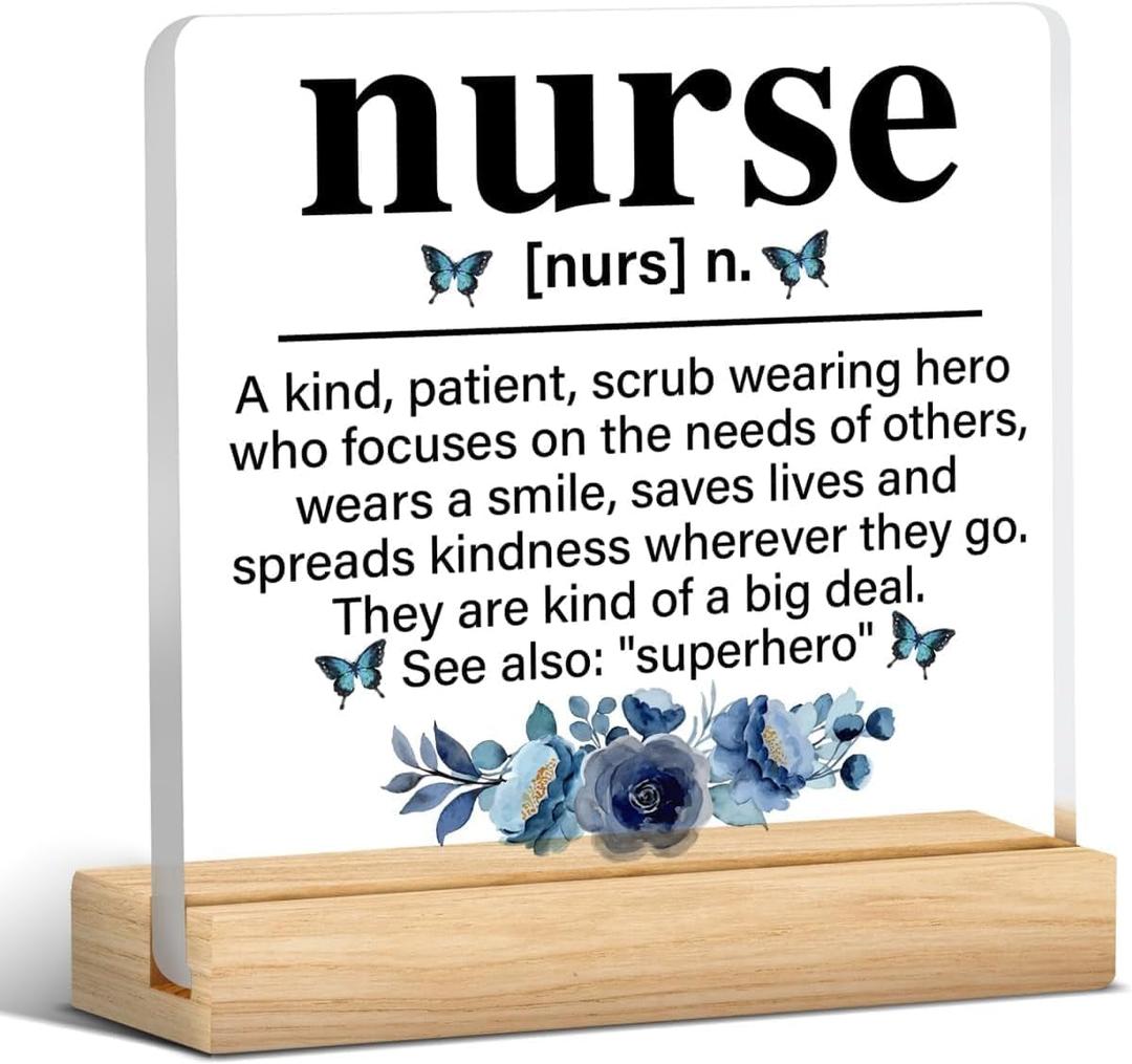 Nurse Gifts for Women, Nurse Appreciation Gifts Office Desk Sign, Thank You Gift for Nurse, Nurse Gift for Birthday Christmas Retirement, Nurse Definition Clear Acrylic Sign Keepsake