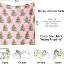 Christmas Throw Blanket 60"x50",Winter Merry Cute Pink Xmas Trees Holiday Festival Blanket for Women Men,Soft GIFS Flannel Fleece Throw for Home Living Room Bed Chair Couch Decor