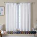 Simplebrand Ava Pure White Curtains for Bedroom 63 Inch Length 2 Panels Set, Light Filtering Window Treatment, Light Filtering Curtain Drapes, Soft Casual Rod Pocket Privacy Curtains, W40 x L63 Inch