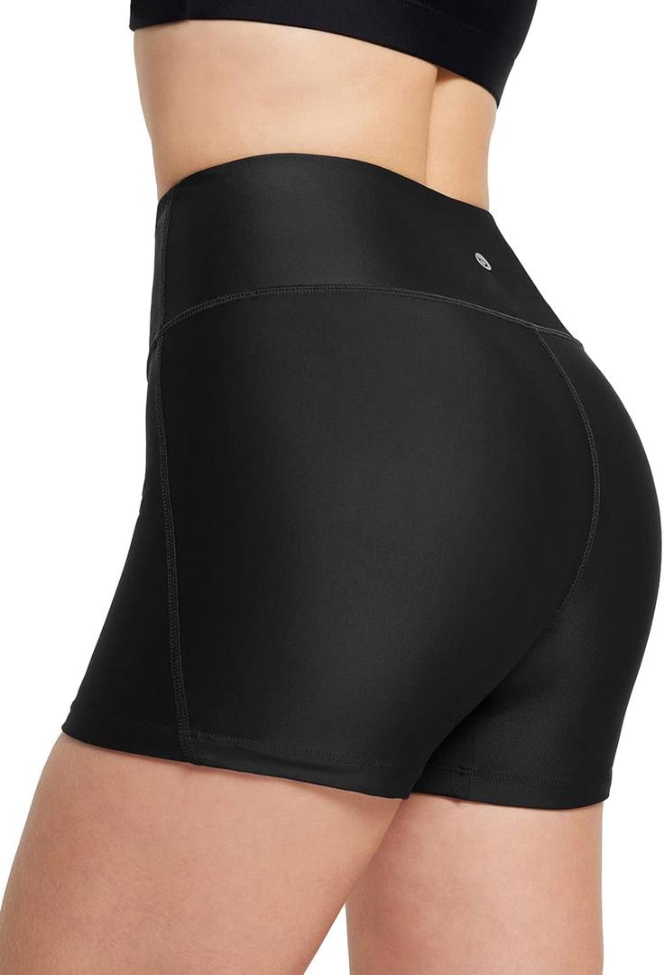 baleaf Women's 3"/5"/6"/8" High Waisted Swim Shorts Tummy Control Swimsuits Bottoms Modest Board Shorts UPF 50+ (Large, Black)
