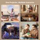 Mini Projector, Portable Projector 4K & Full HD 1080P Support, 270 Rotation Outdoor Projector, Movie Projector Compatible with Smartphone, TV Stick, Laptop, PS4, HDMI, USB