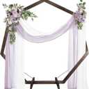 Wooden Wedding Arch 7.2FT, Heptagonal Wood Arch for Wedding Ceremony, Parties, Indoor, Outdoor, Backdrops, Wedding Arch Frame,Garden Decorations