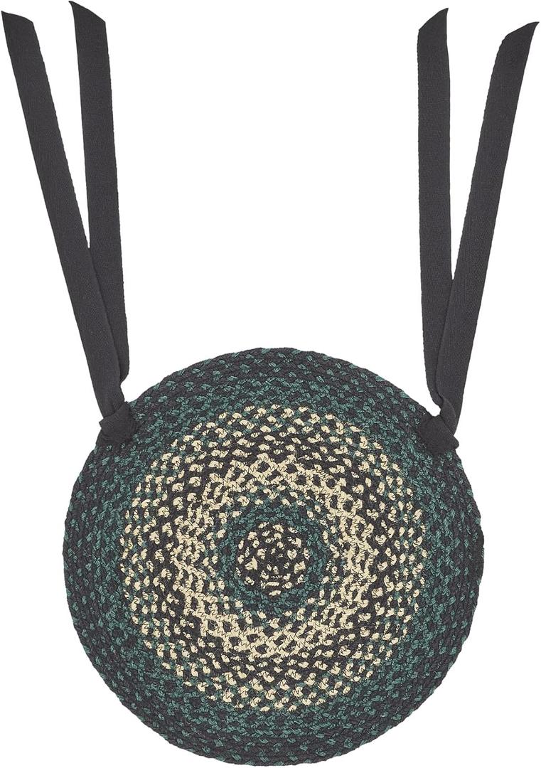 VHC Brands Pine Grove Woven Jute Chair Pad with Ties, 15" Round
