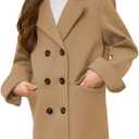 Girls Coat Double Breasted Notched Collar Wool Blend Long Trench Coat Winter Warm Peacoat Dress Coat with Pockets (3-4T, Khaki)