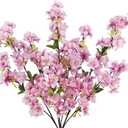 3 Pcs Cherry Blossom Branches for Vase Long Stems Artificial Flowers Spring Summer Decor Pink Faux Silk Cherry Blossom Branches for Home Wedding Party Table Centerpieces (Pink 2)