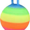 Rainbow Hopper Ball, 18 Inch, Bouncy Ball with Handle, Includes Pump, Great for for Indoor and Outdoor Play