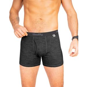 Men's Merino Boxers By Woolly | RWS Certified | Soft, Stink Free, Seattle Designed (Medium, Charcoal)