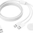 Apple Watch Charger, Apple iWatch Magnetic Fast Charger to USB C Cable,3 in 1 Multi Charging Cable 6 FT Compatible with Watch Series Ultra 3/2/SE/11/10/9/8/7/6/5/4/3/2/1,iPhone 17/16/15/14/13/12 (White)