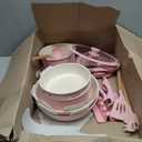 Astercook 21 Pcs Pots and Pans Non Stick Ceramic Cookware Set, Detachable Handles, RV Kitchen Cooking Set, Oven Safe, Induction Ready, Stackable, Pink