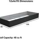 Foxlang 12x4x1ft(2 Pack) Galvanized Raised Garden Bed,Outdoor Planter Box Metal Patio Kit Planting Bed for Vegetables Flowers Herb,Black