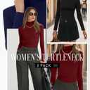 Neer 3 Pack Cotton Women's Turtleneck Long Sleeve Tops Thermal Underwear Base Layer Fall Winter Shirts Sweater (XXL)