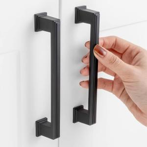10 Pack 5 Inch Hole Centers, Matte Black Cabinet Pulls Black Cabinet Handles Black Kitchen Hardware for Cabinets ZP2206 Drawer Bedroom Dresser Bathroom Vanity Cupboard Closet