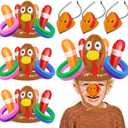 3 Pack Thanksgiving Ring Toss Games Toys for Kids Thanksgiving Inflatable Turkey Hat Toss Games Thanksgiving Family School Party Favors Supplies Indoor Outdoor Party Game(3 Turkey Hats, 12 Rings)