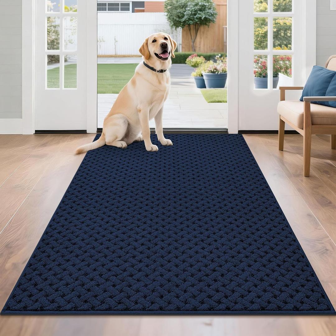 BEQHAUSE Dirt Trapper Door Mat Non-Slip Entryway Rugs, 36" x 60", Blue