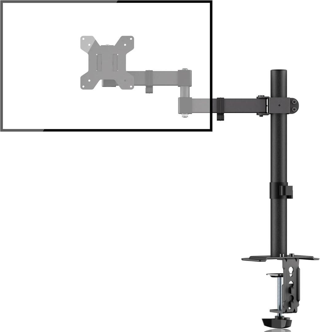 Bracwiser Monitor Mount Single Fully Adjustable Arm Fits One Screen 13-32 inch 22lbs for Monitor Computer Screen 13 15 17 19 20 22 23 24 26 27 30 32 inch VESA 75 100 (MD7421) (16" Height, Black)