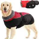 IDOMIK Dog Winter Coat, Reflective Waterproof Dog Jacket for Cold Weather, Warm Pet Coats for Small Medium Large Dogs, High Collar Doggy Fleece Snow Jacket, Winter Vest with Adjustable Buckle,L (Red)