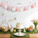 YIYA 8.2ft Easter Bunny Garland Pink and White Easter Bunny Plush Garland with Ears Rabbit Banner for Home Mantel Wall Spring Porch Party
