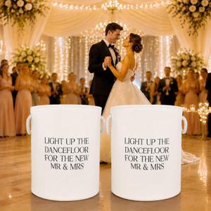 2Pcs White Wedding Baskets, Light Up the Dancefloor, Laundry basket