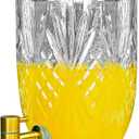 1.3 Gallon Glass Drink Dispenser, Glass Beverage Dispenser with Spigot for Party Bar Wedding, Crystal Collection Jug, Wide Mouth with Lid, Iced Beverage Dispensers (1.3gal colorful)