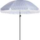 7.5Ft Patio Beach Umbrella with Fringe & Tassel, UPF50+ Push Button Tilt & Crank, Ideal for Garden, Lawn, Deck, Yard & Pool