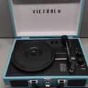 Victrola Journey Bluetooth Portable Suitcase Record Player  with Built-in Speakers, 3 Speed Vinyl Record Player, RCA Out, Headphone Jack (Turquoise)